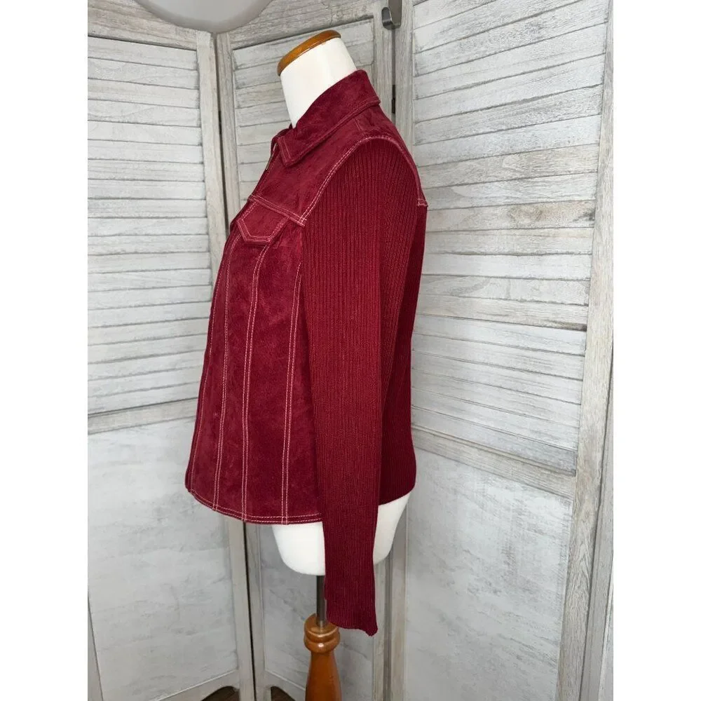 Coldwater Creek Red Suede Lightweight Jacket Women's Size P4
